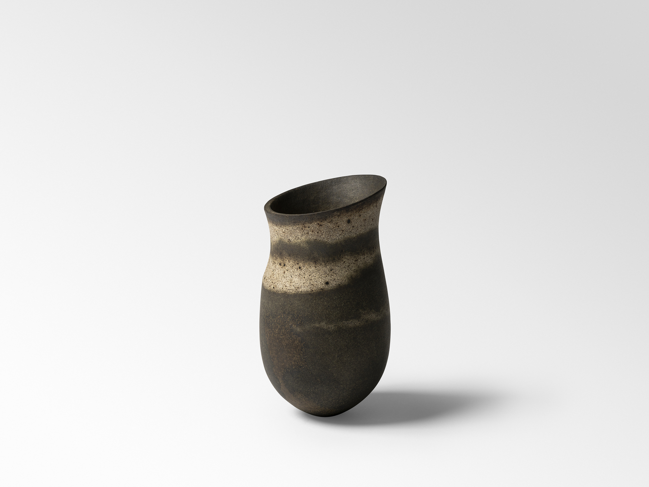 Olive, speckled bands, tilted shelf, 2024