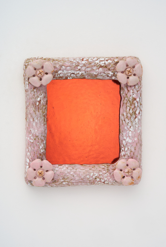 Obscure Mirror (Pink with Corner Rosettes and Scarlet glass), 2022